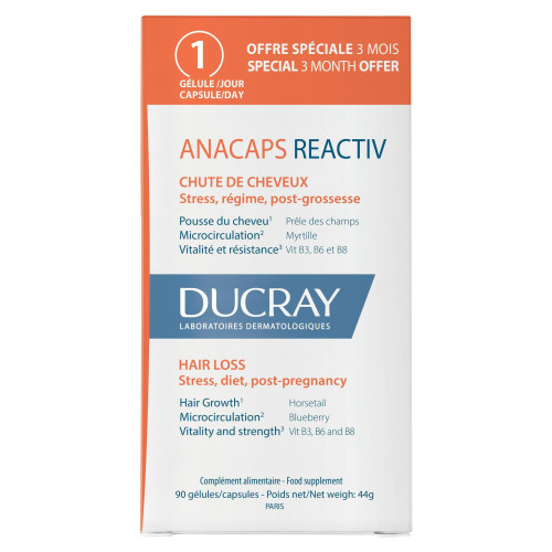 Ducray Anacaps Reactiv 90 Gélules - Fortifie Cheveux et Ongles