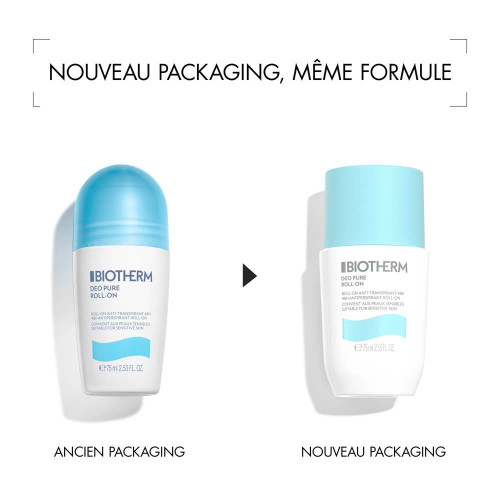 BIOTHERM DEO PURE Roll-on 75mL - Fraîcheur 48h Non Collant