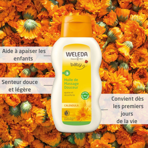 Weleda Huile Massage Douceur Bébé Calendula 200mL - Protection Peau