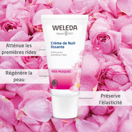 WELEDA Crème Nuit Lissante Rose Musquée 30mL - Réduit Rides