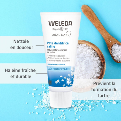 WELEDA Pâte Dentifrice Saline 75mL - Protection Tartre, Goût Unique