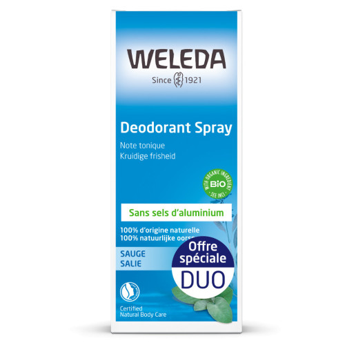Weleda Duo Déodorant Sauge 2x100mL - Neutralise Odeurs Naturellement