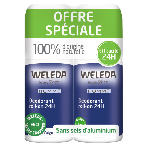Weleda Déodorant Homme 24H 2x50ml - Protection Naturelle