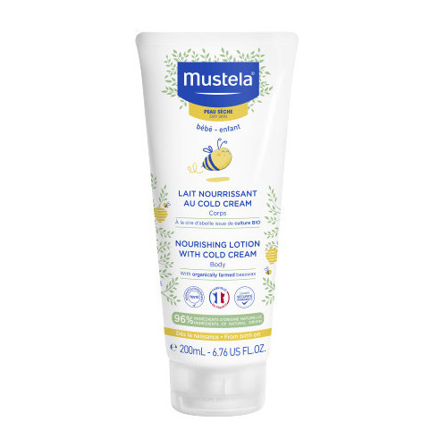 Mustela Lait Cold Cream Cire d'Abeille Bio 200ml - Peau Sèche
