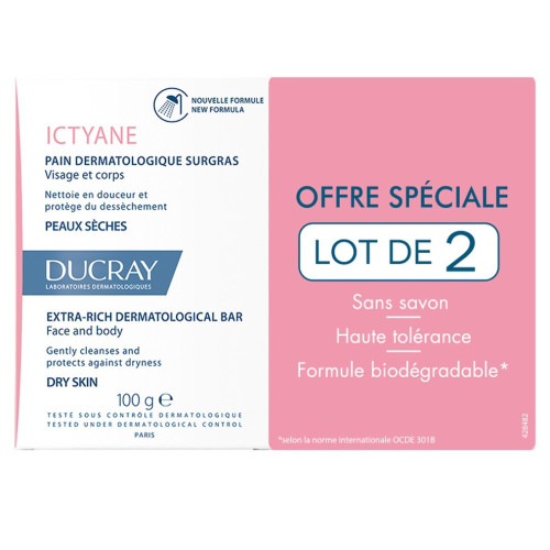 Ducray Ictyane Pain Surgras 200g - Hydratation Peaux Sèches
