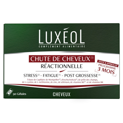 Luxeol Chute de Cheveux 90 Gélules - Fortifie et Prévient la Chute