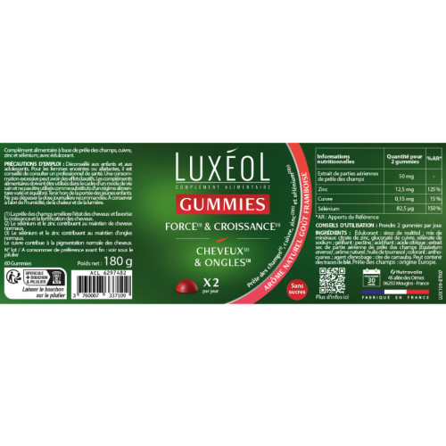 LUXEOL Gummies Force Croissance 1 Boite Boost Cheveux Sains