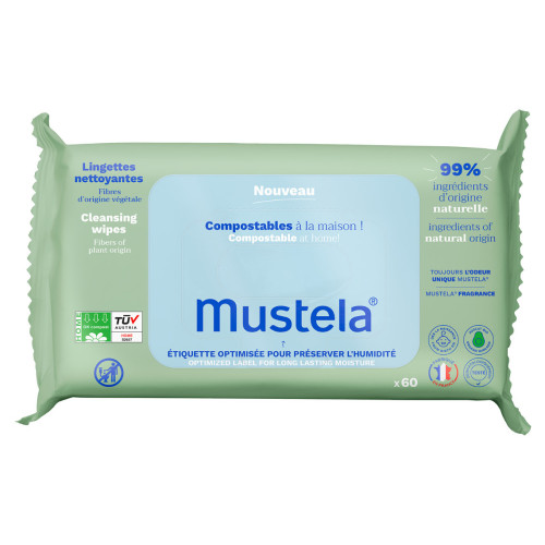 Mustela Lingettes Nettoyantes Compostables Avec Parfum 60 Lingettes