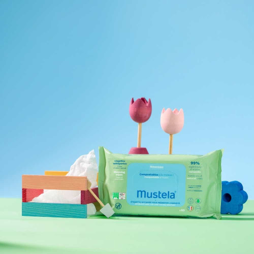 Mustela Lingettes Nettoyantes Compostables Avec Parfum 60 Lingettes