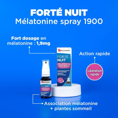 Forté Pharma Mélatonine Spray 20 ml Sommeil Rapide et Naturel