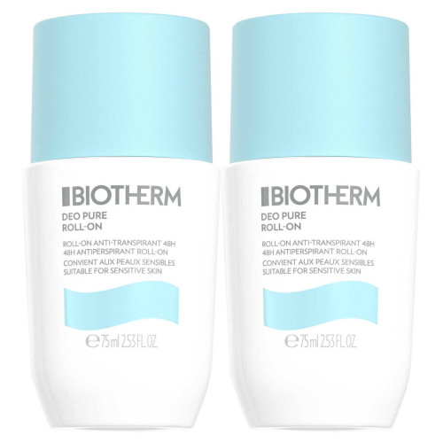 Biotherm Déo Pure Roll-On 2x75ml Anti-transpirant 48h Peaux Sensibles