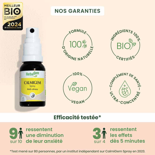 HERBALGEM Calmigem Bio 15ml - Détente et Anti-Stress Parapharmacie