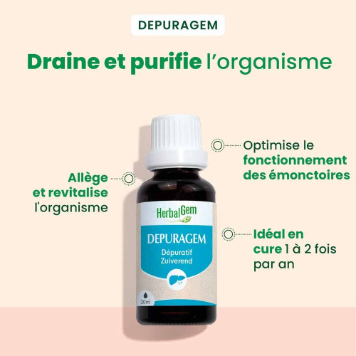 Depuragem Bio HerbalGem 30ml - Élimination Toxines, Soutien Hépatique