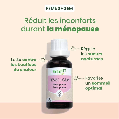 HERBALGEM Bio Fem50+Gem 30ml - Soutien Ménopause