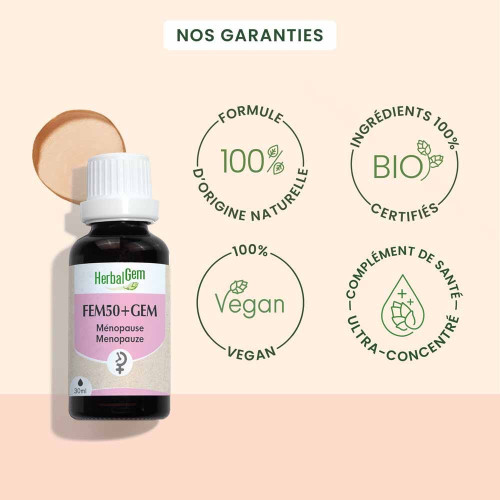 HERBALGEM Bio Fem50+Gem 30ml - Soutien Ménopause