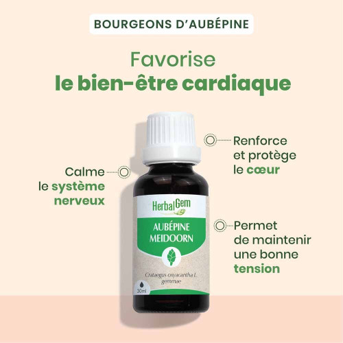 HERBALGEM Aubépine Bio 30ml - Apaisant et Vitalisant