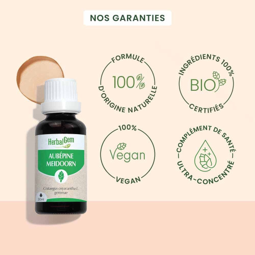 HERBALGEM Aubépine Bio 30ml - Apaisant et Vitalisant