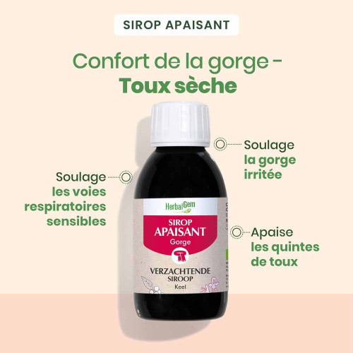 HERBALGEM Sirop Apaisant Gorge Bio 150ml - Soulage et Apaise