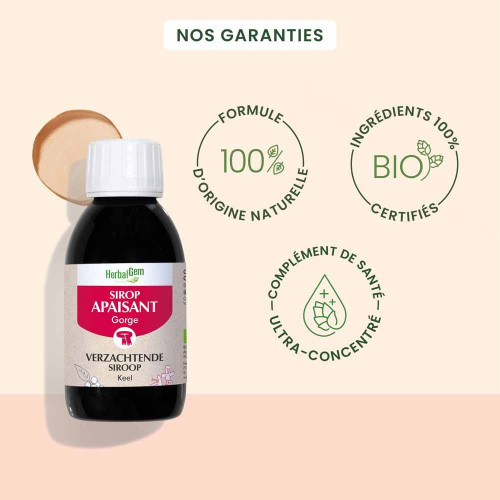 HERBALGEM Sirop Apaisant Gorge Bio 150ml - Soulage et Apaise