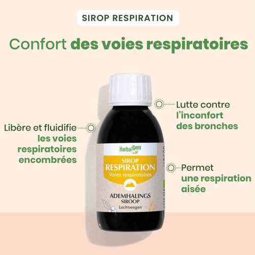 HERBALGEM Sirop Respiration Bio 150ml - Confort Respiratoire