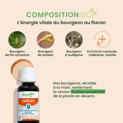 HERBALGEM Energem Bio 30ml - Boost Énergie Mentale et Physique