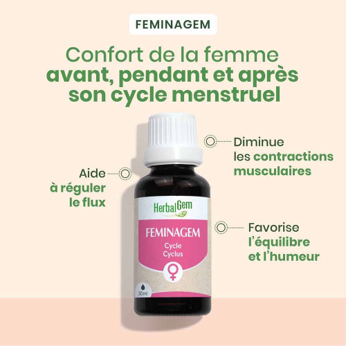 HerbalGem Feminagem Cycle Bio 30 ml Confort Menstruel Naturel