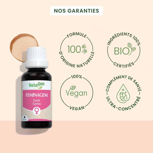 HerbalGem Feminagem Cycle Bio 30 ml Confort Menstruel Naturel