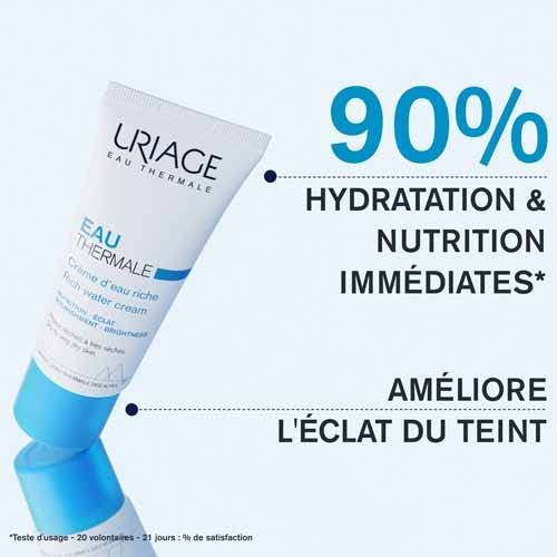 Uriage Crème d'Eau Riche 40ml - Hydratation Intense Peaux Sèches