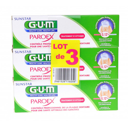 GUM PAROEX Dentifrice traitement d'attaque 1770 Lot de 3-6411