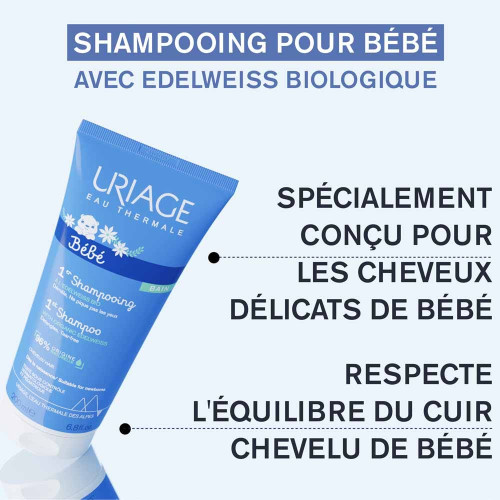Uriage Bébé 1er Shampooing 200ml - Doux, Ne Pique Pas,