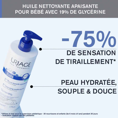 Uriage Bébé 1ère Huile Lavante Apaisante 500ml - Nettoie et Protège