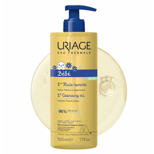 Uriage Bébé Huile Lavante 500ml - Douceur et Protection Peau Délicate