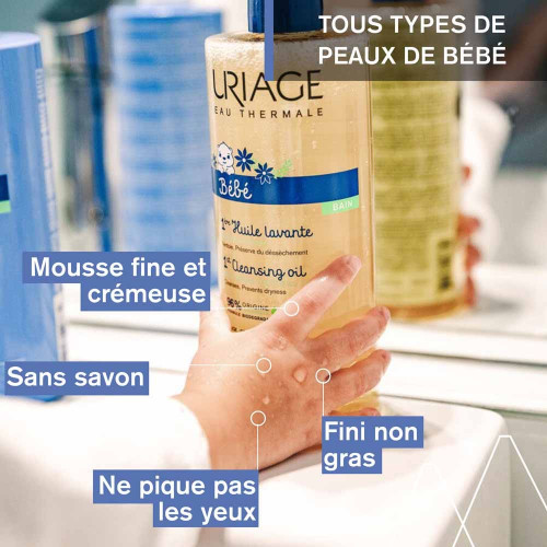 Uriage Bébé Huile Lavante 500ml - Douceur et Protection Peau Délicate