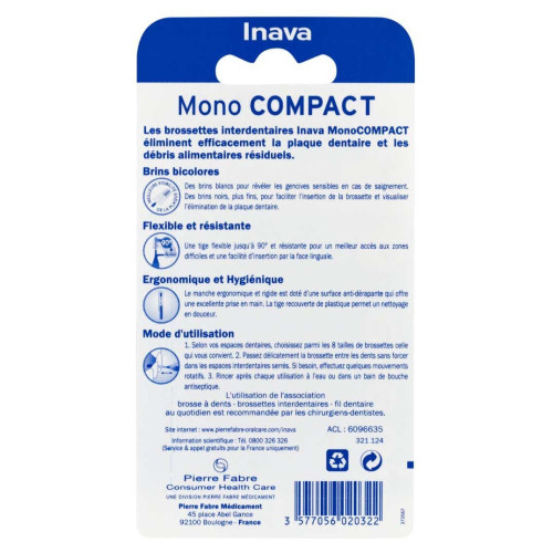 INAVA Mono Compact 0.8mm ISO1 - 4 Brossettes pour Plaque Dentaire