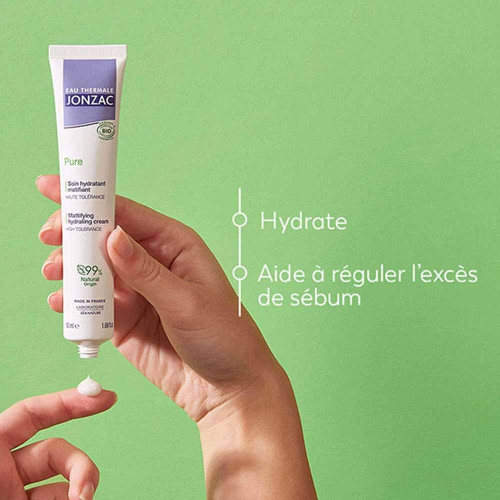 Jonzac Pure Crème Purifiante Matifiante 50ml - Peau Matifiée Hydratée