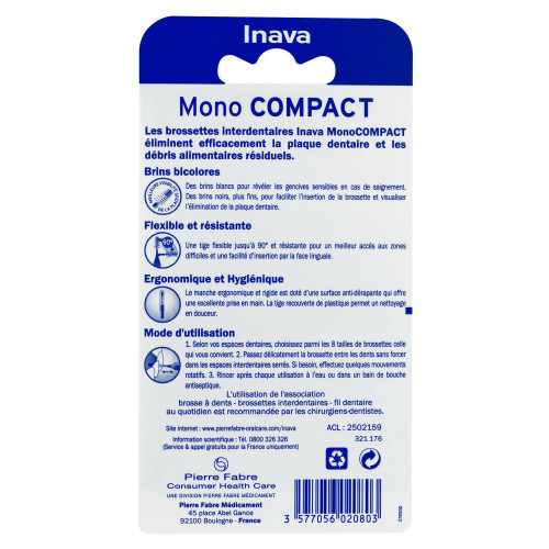 INAVA Mono Compact 6 Brossettes ISO 2 - Hygiène Dentaire Optimale