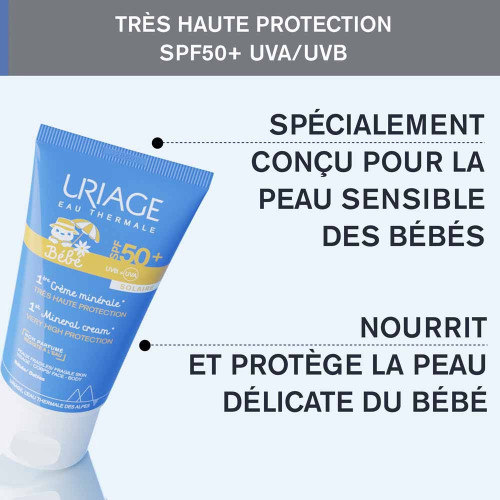 URIAGE Bébé 1ère Crème Minérale SPF50+ 50ml - Protection Ultrasensible