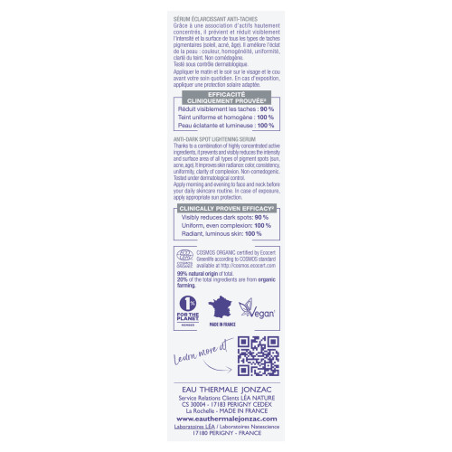 Jonzac Sérum Éclaircissant Anti-Taches 30ml Teint Uniforme