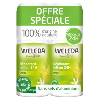 Weleda Déodorant Citrus Roll-On 24H 2x50ml - Fraîcheur Naturelle