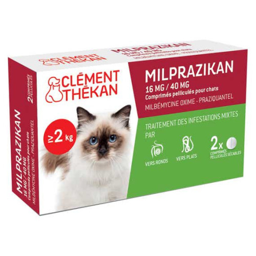 CLEMENT THEKAN Vermifuge Milprazikan Chat 2kg+ 2 Comprimés