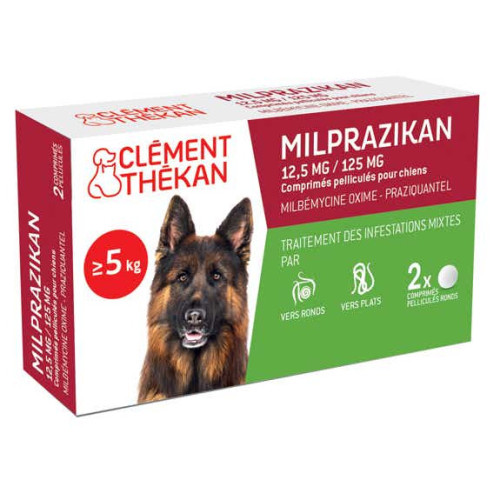 CLEMENT THEKAN Milprazikan Chiens 5kg+ 2 Comprimés - Antiparasitaire