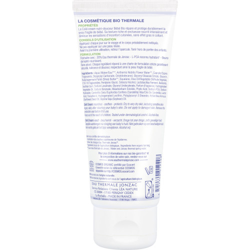 Cold Cream Jonzac Nutri-Douceur 100ml - Hydratation Intense Bébé