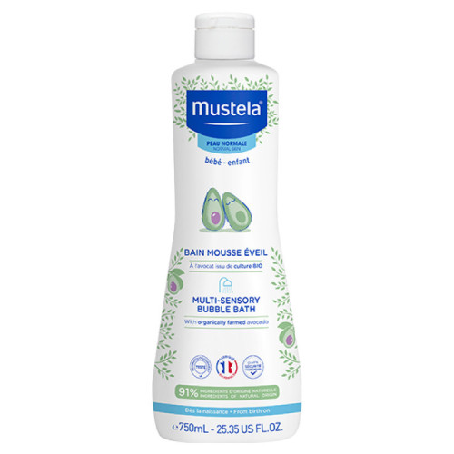 Mustela Bain Mousse Éveil Avocat 750ml - Nettoyant Corps et Cheveux