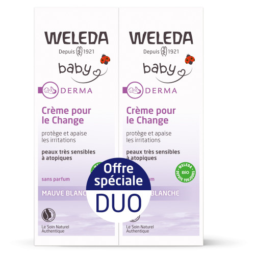 Weleda Crème Change Bébé Mauve Blanche 2x75ml - Apaise et Protège