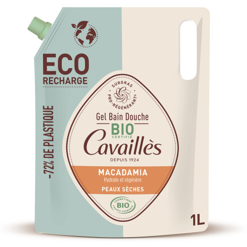 Gel Bain Douche Macadamia Bio 1L - Hydrate et Régénère Peaux Sèches
