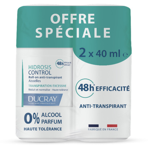 Hidrosis Control Roll-On Anti-Transpirant Aisselles Lot de 2 x 40 ml