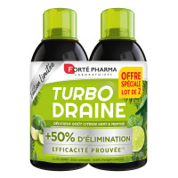 FORTE PHARMA Turbodraine Citron Menthe 2x500ml Minceur Efficace