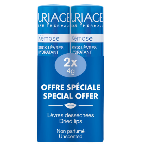 Uriage Xémose Stick Lèvres 2x4g Hydratation Intense Lèvres Douces