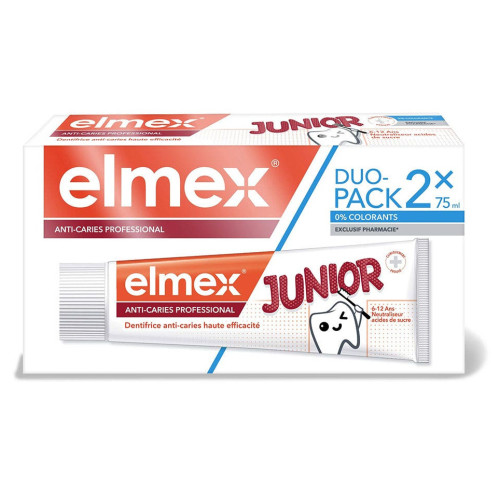 Elmex Anti-Caries Junior 6-12 ans 2x75 ml Protection Dentaire Enfant