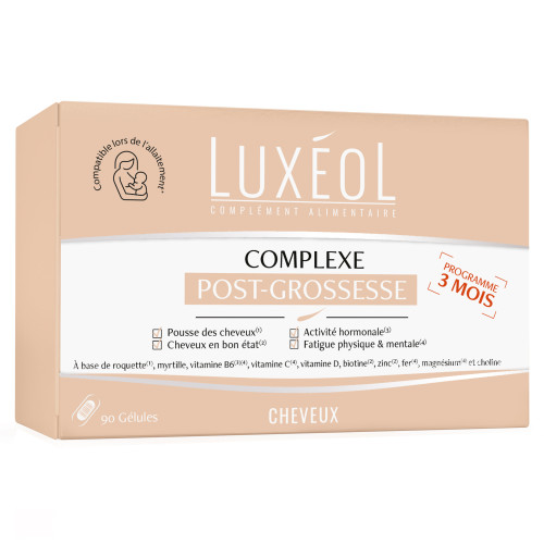 Luxéol Complexe Post-Grossesse 90 Gélules Pousse Cheveux Fatigue